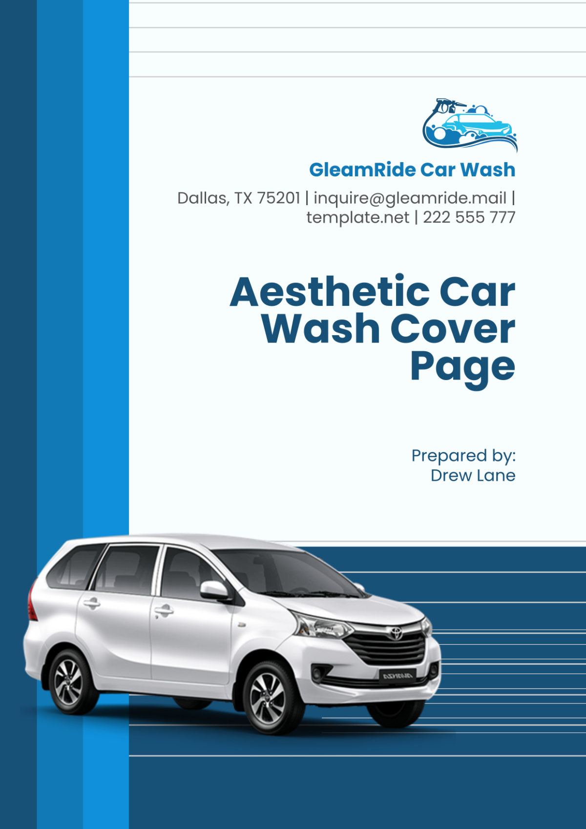 Aesthetic Car Wash Cover Page