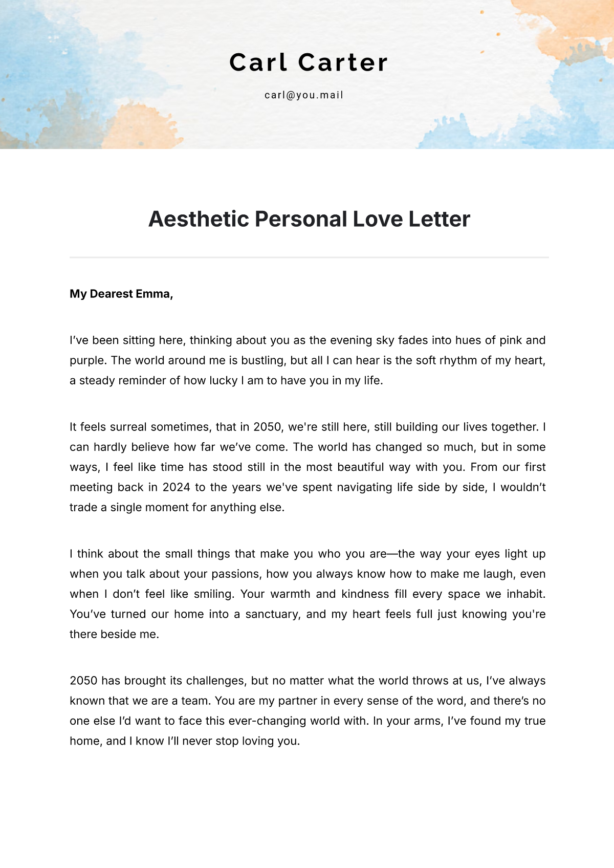 Aesthetic Personal Love Letter Template - Edit Online & Download