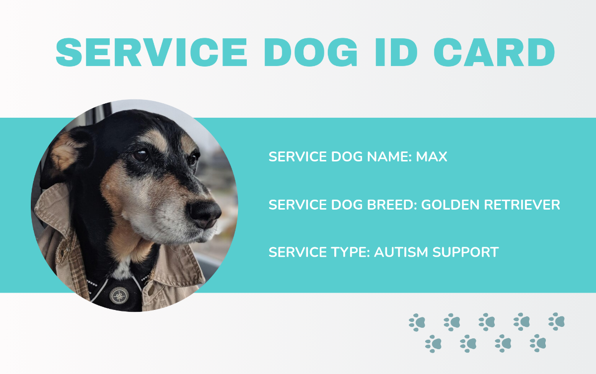 Modern Service Dog ID Card for Kids Template - Edit Online & Download