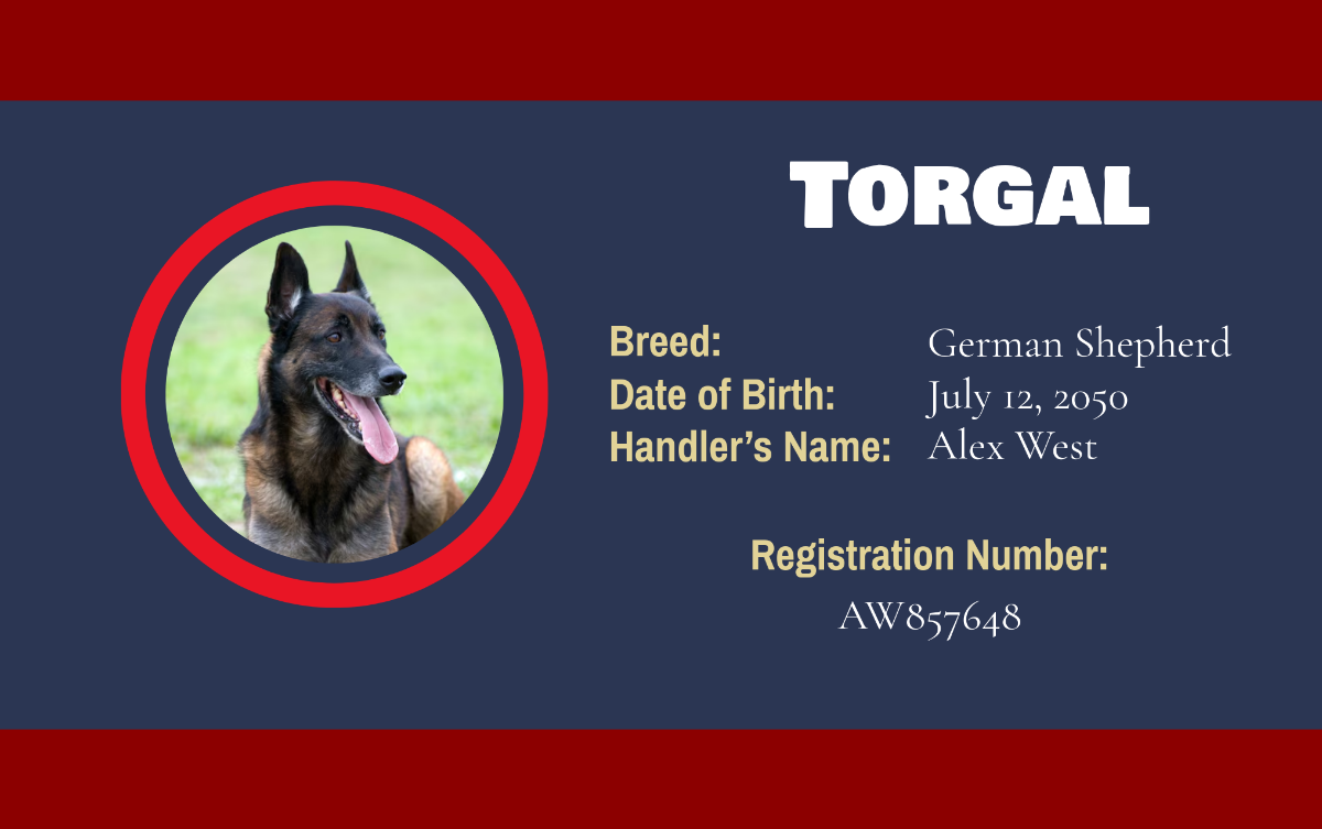 Official Service Dog ID Card Template - Edit Online & Download