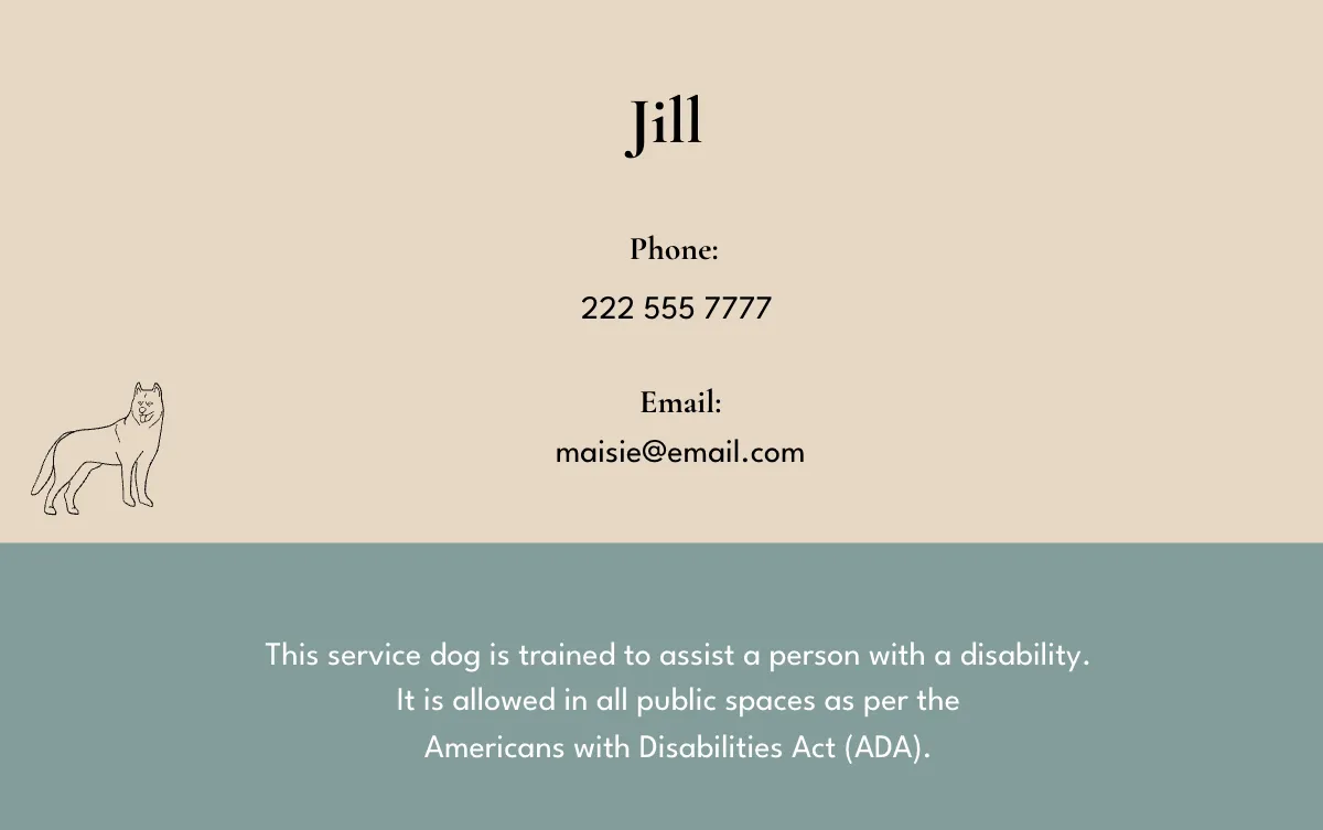 Free Federal Service Dog ID Card Template to Edit Online