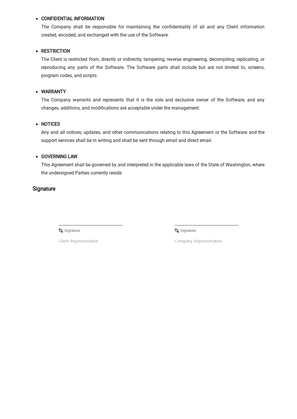 Software Support Agreement Template Google Docs Word Apple Pages