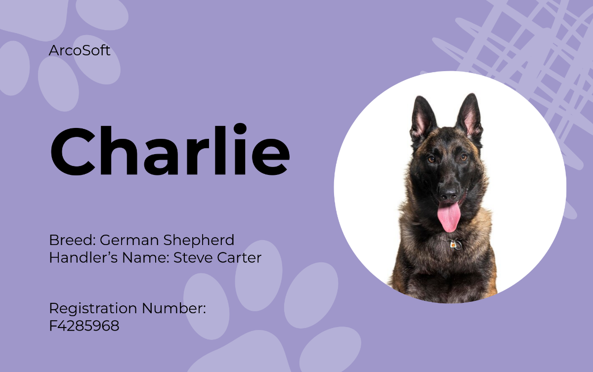 Psychiatric Service Dog ID Card Template - Edit Online & Download