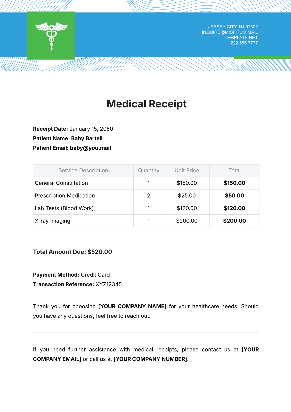 Medical Receipt Template - Edit Online & Download