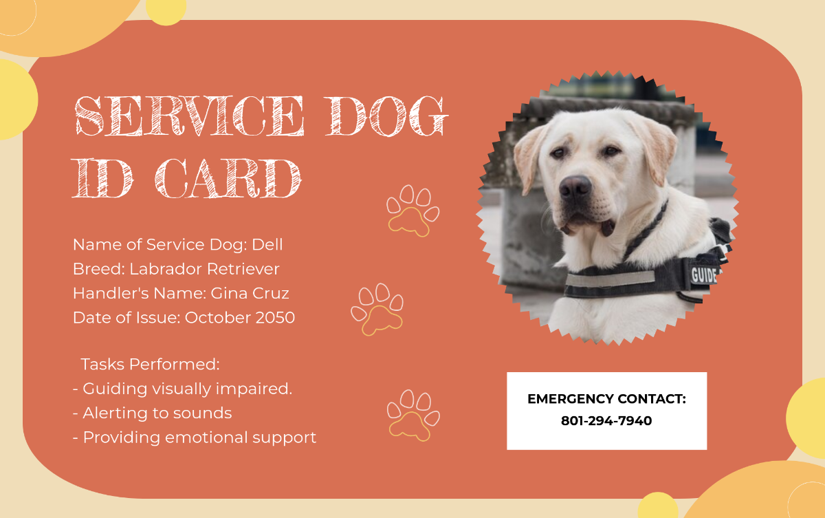 Custom Service Dog ID Card Template - Edit Online & Download