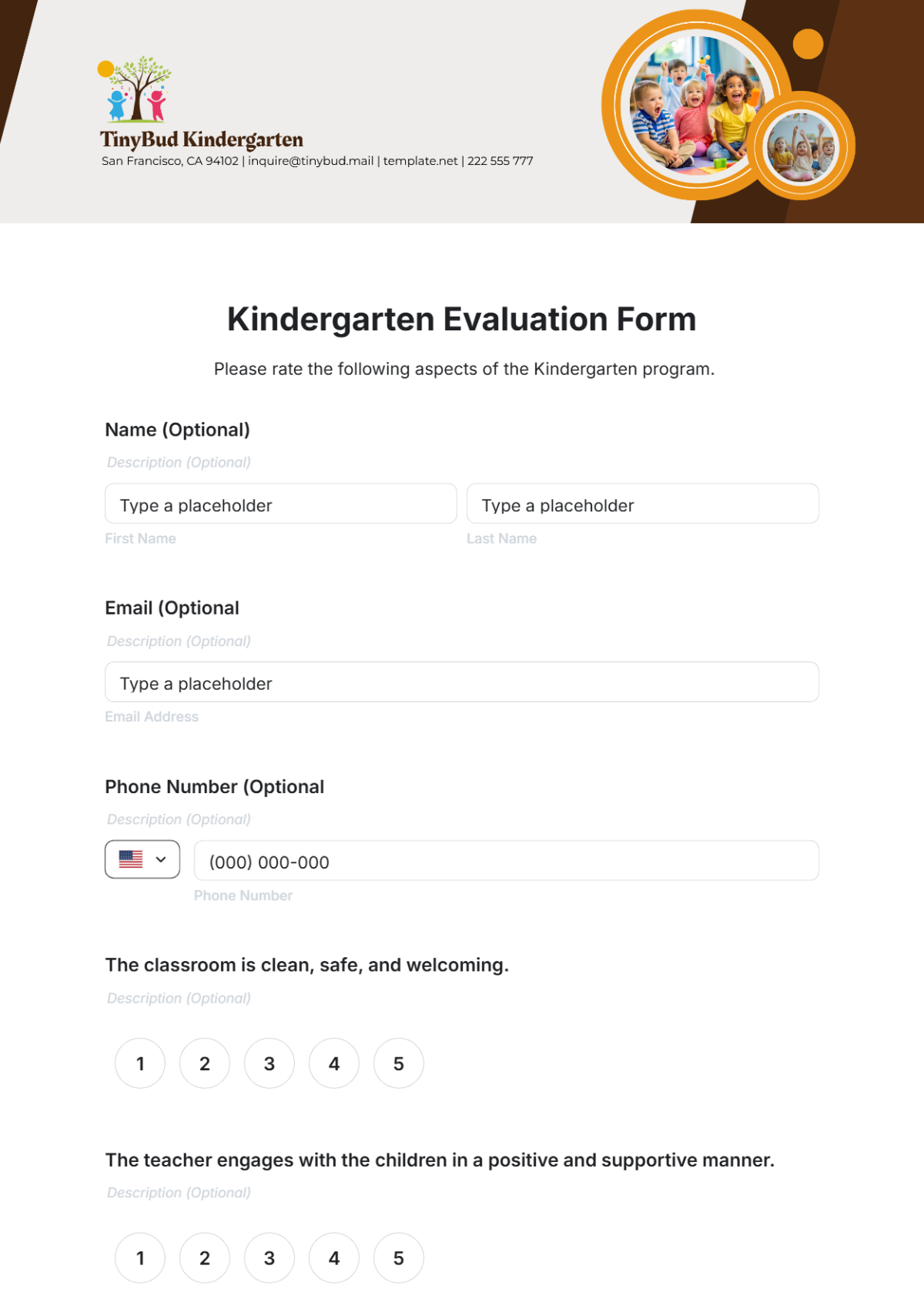 Kindergarten Evaluation Form Template - Edit Online & Download