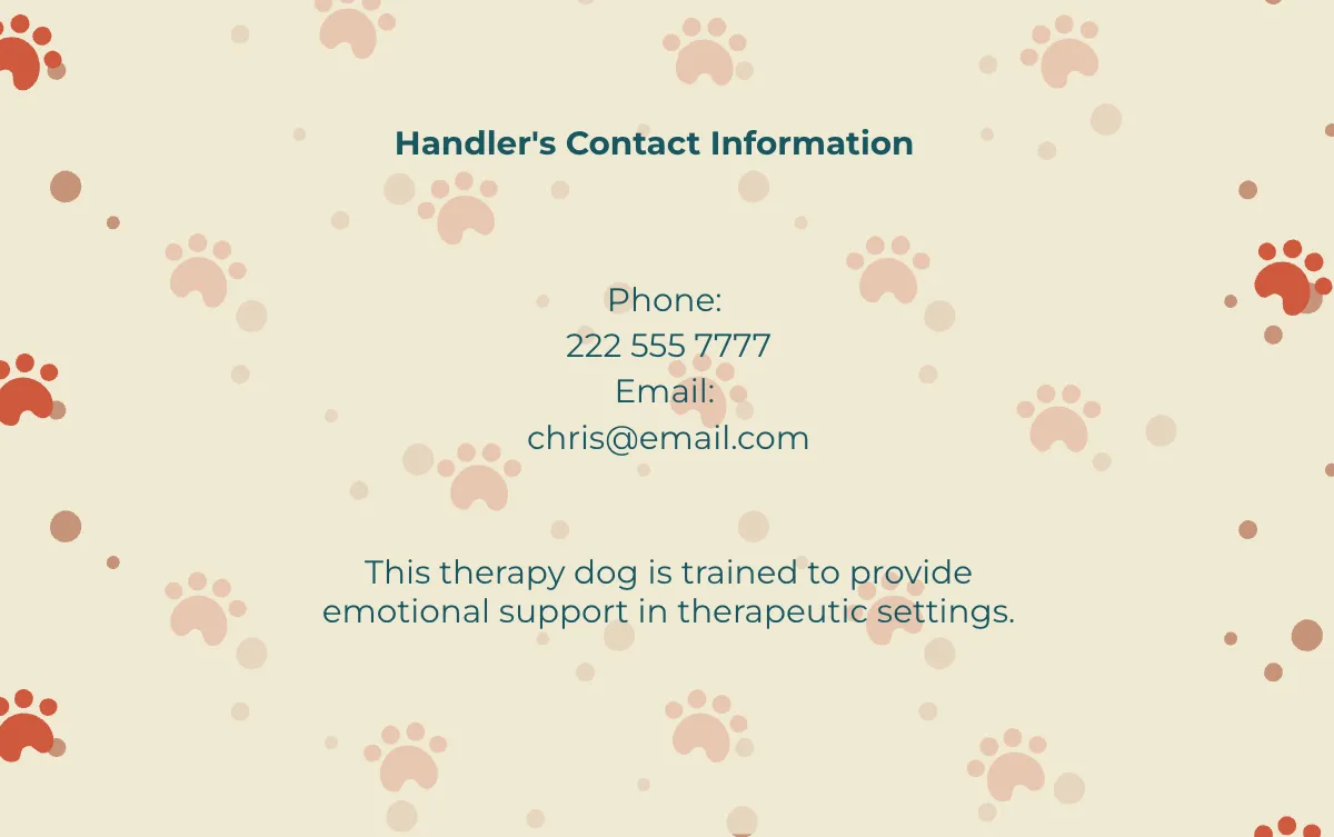 Free Therapy Service Dog ID Card Template to Edit Online