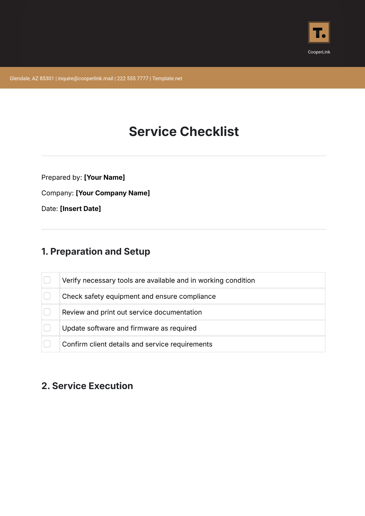 Service Checklist Template - Edit Online & Download