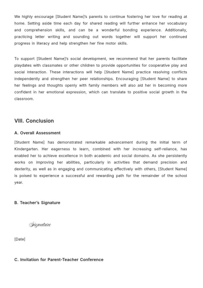 Free Kindergarten Report Template to Edit Online