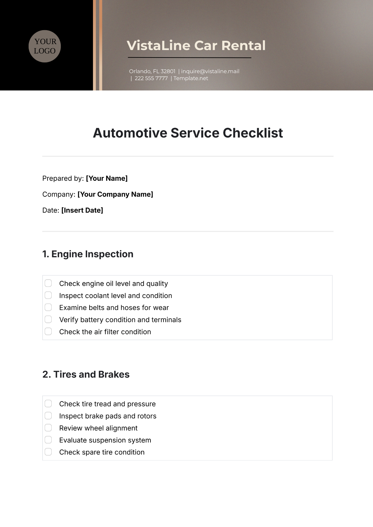 Printable Automotive Service Checklist Template - Edit Online & Download