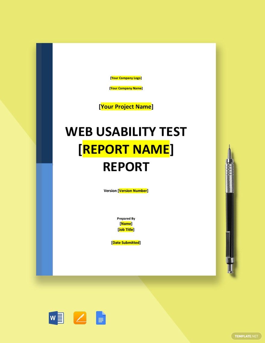 Web Usability Test Report Template