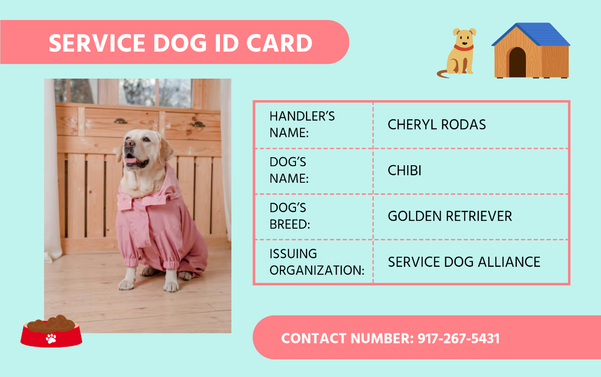 Digital Service Dog ID Card Template - Edit Online & Download