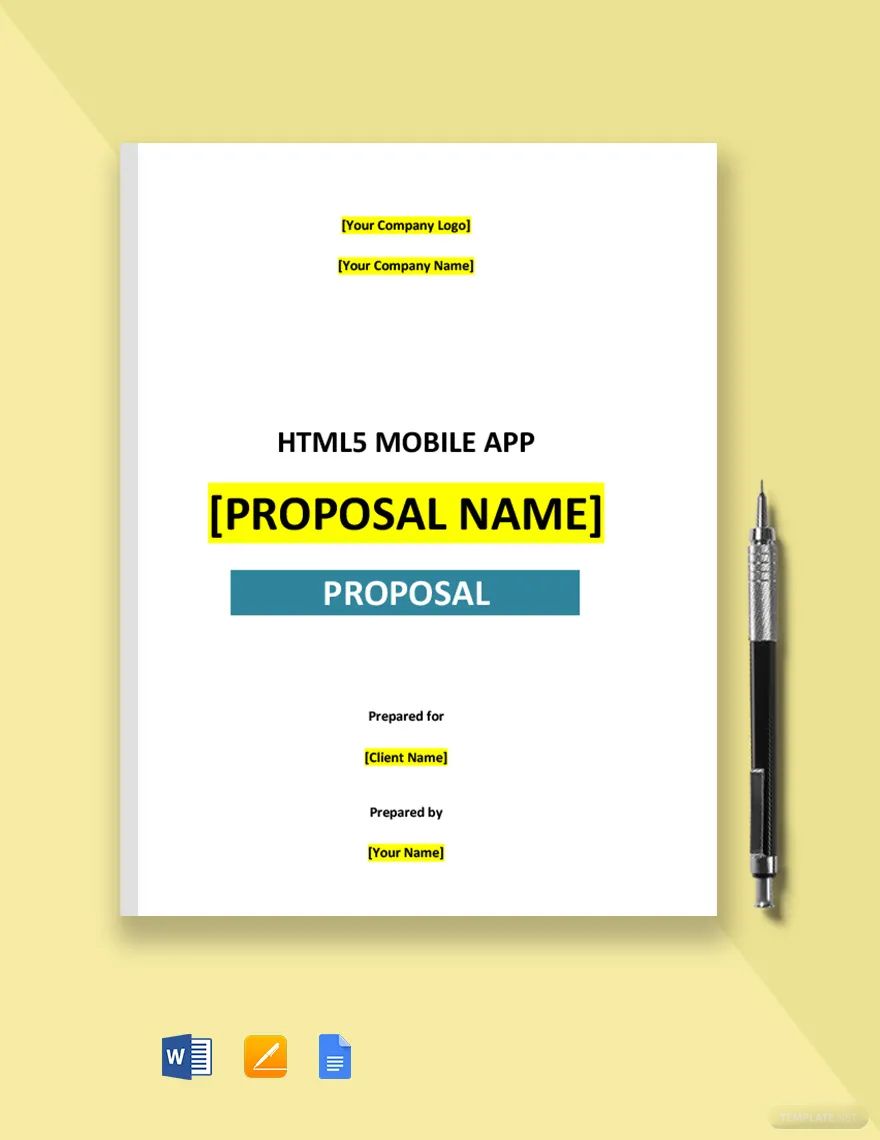 HTML5 Mobile App Proposal Template in Word, Google Docs, Apple Pages