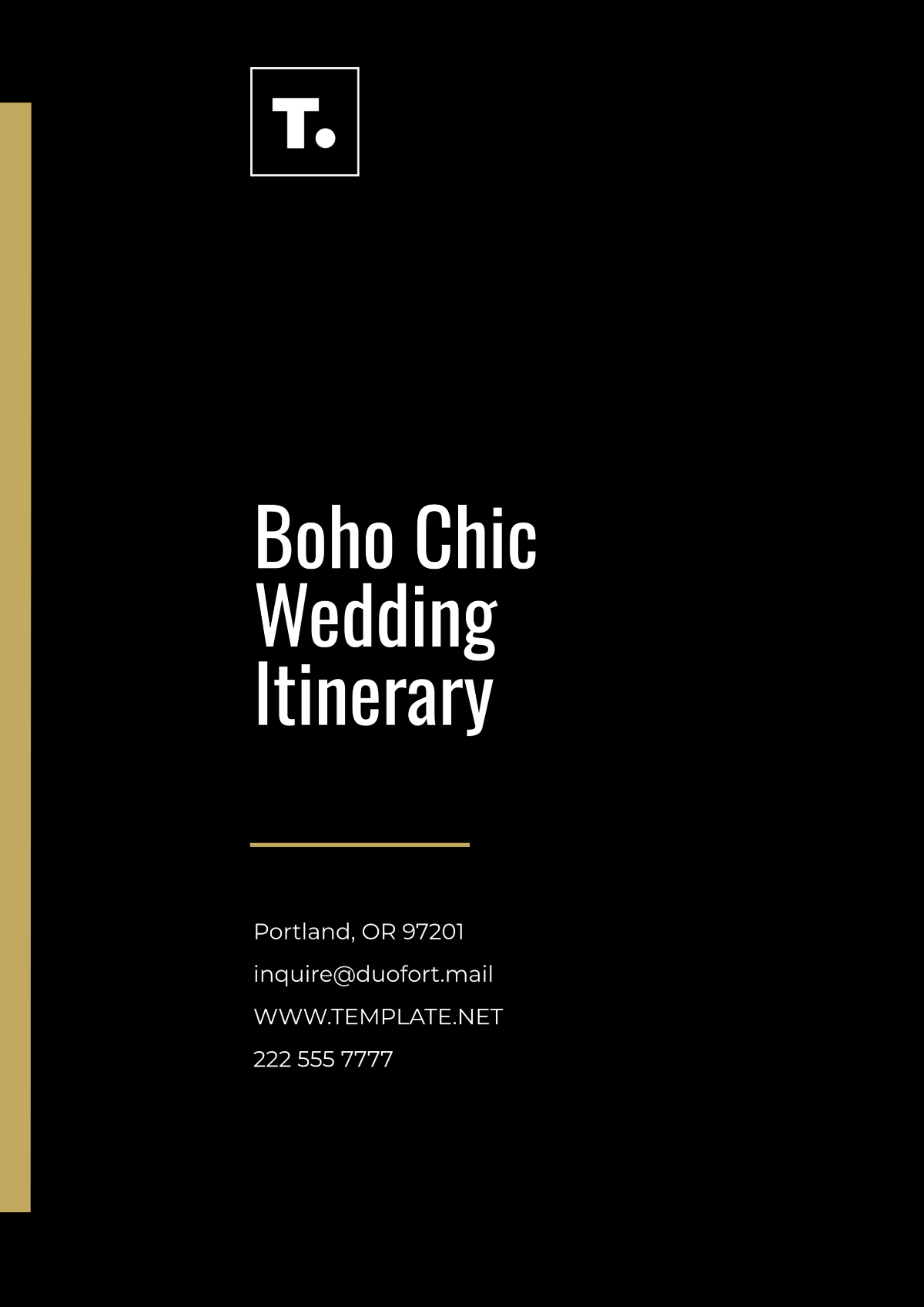 Boho Chic Wedding Itinerary Template - Edit Online & Download