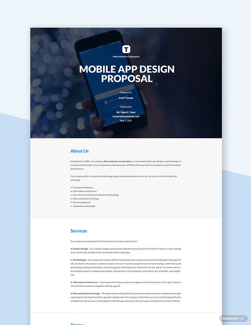Mobile App Design Proposal Template