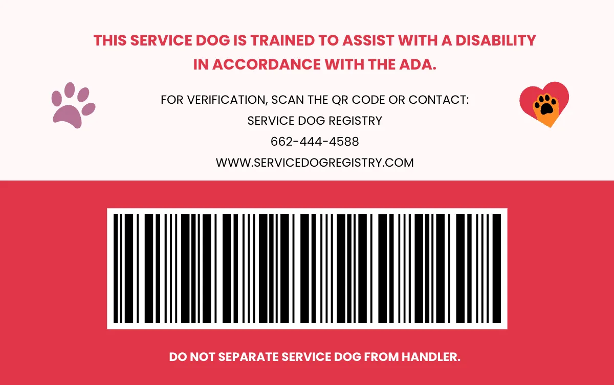Free Service Dog ID Card for Travel Template to Edit Online