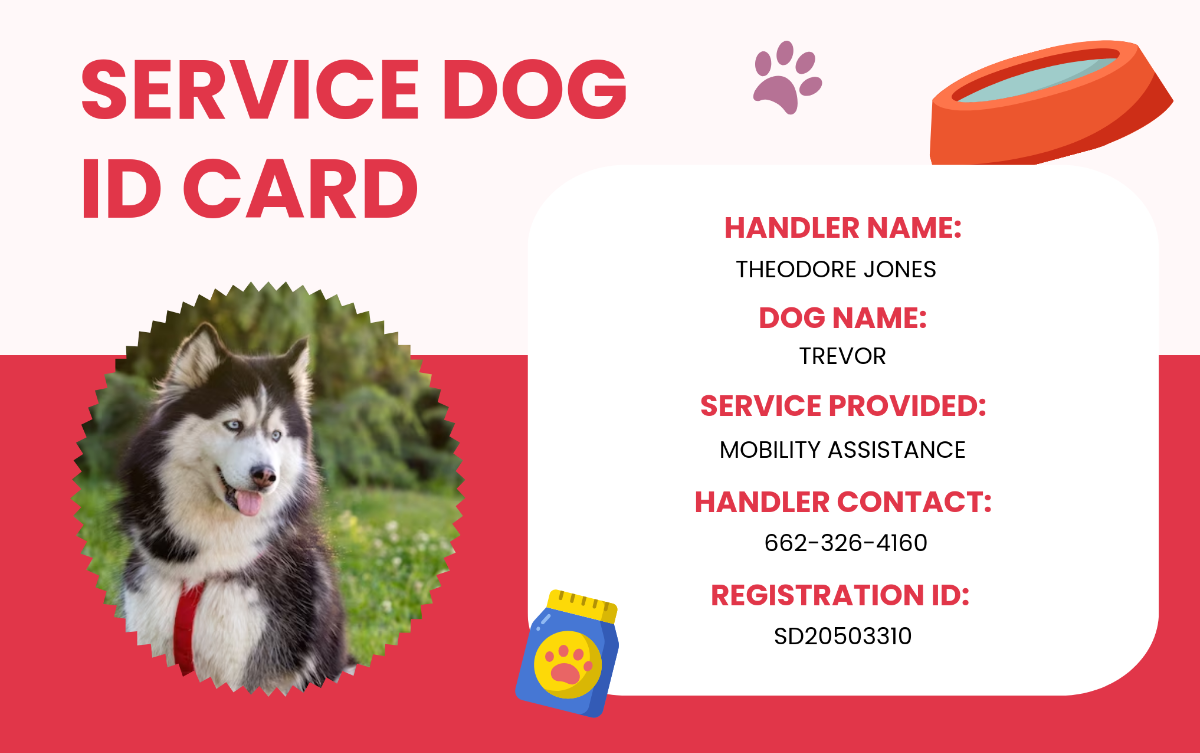 Service Dog ID Card for Travel Template - Edit Online & Download