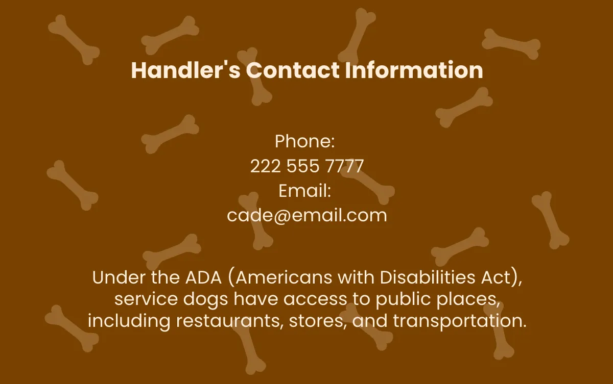 Free PVC Service Dog ID Card Design Template to Edit Online