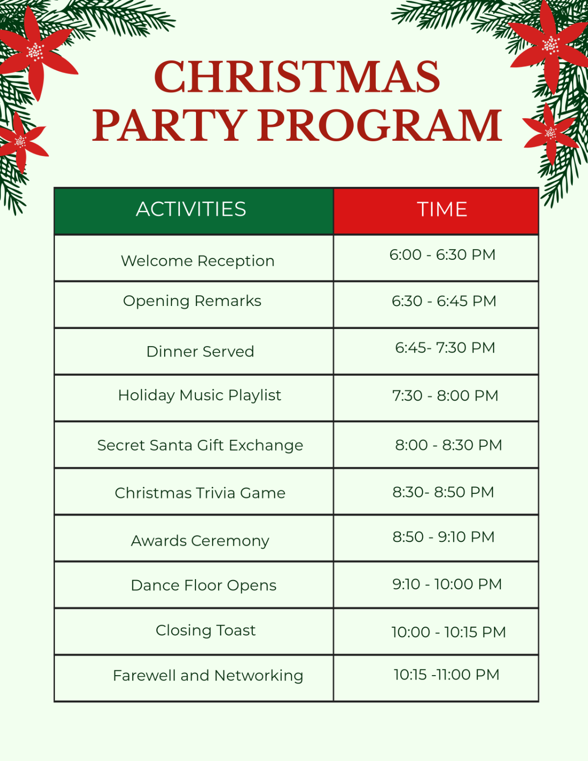 Professional Christmas Party Program