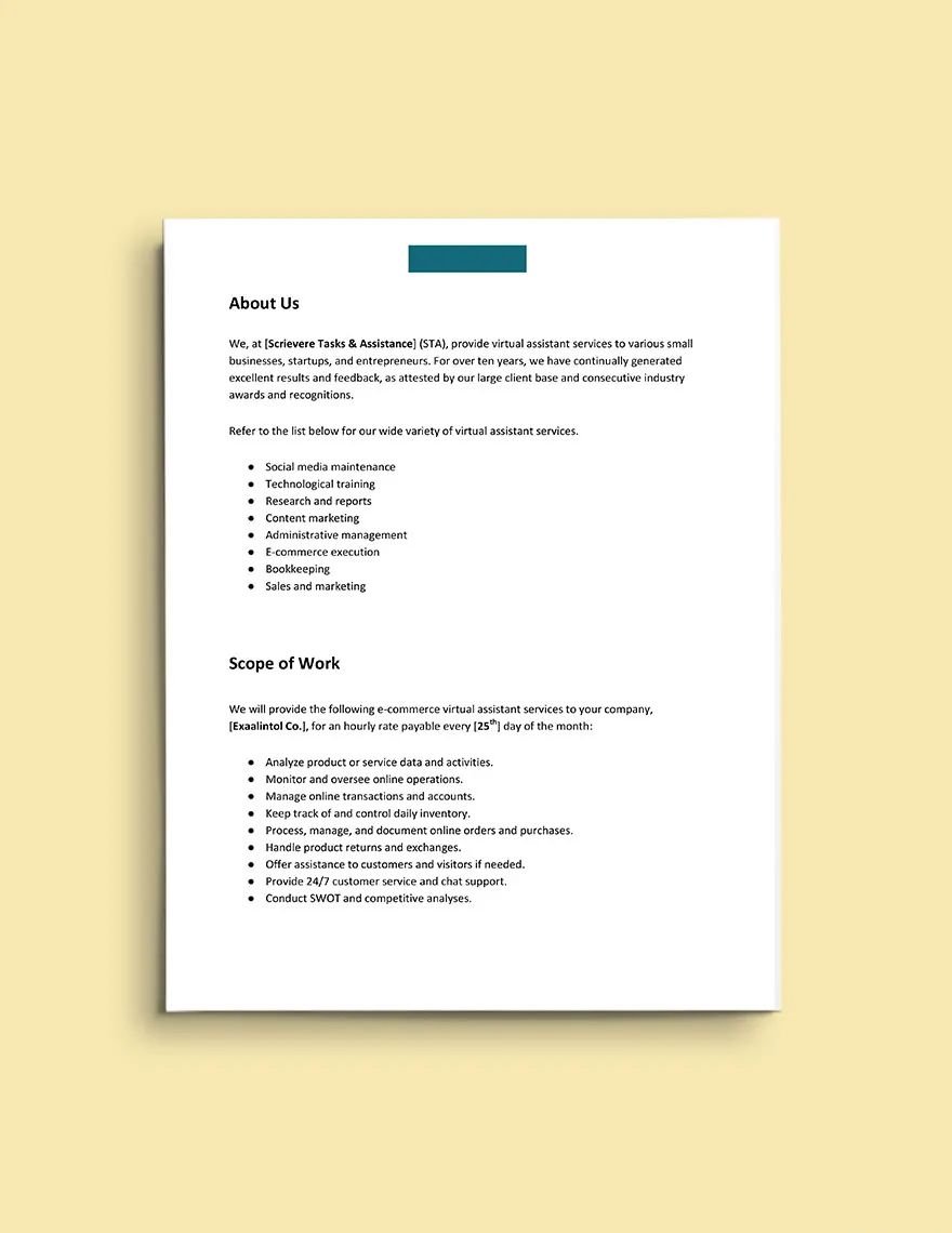 free virtual assistant business plan template