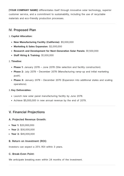 Free Investment Proposal for Expansion Template to Edit Online