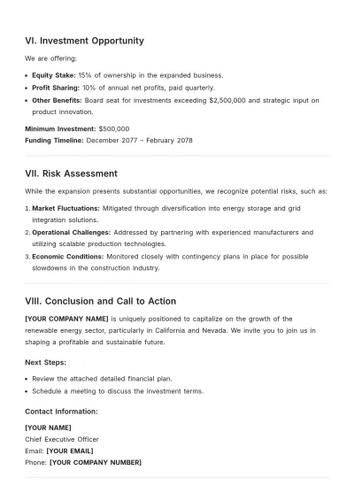 Free Investment Proposal for Expansion Template to Edit Online