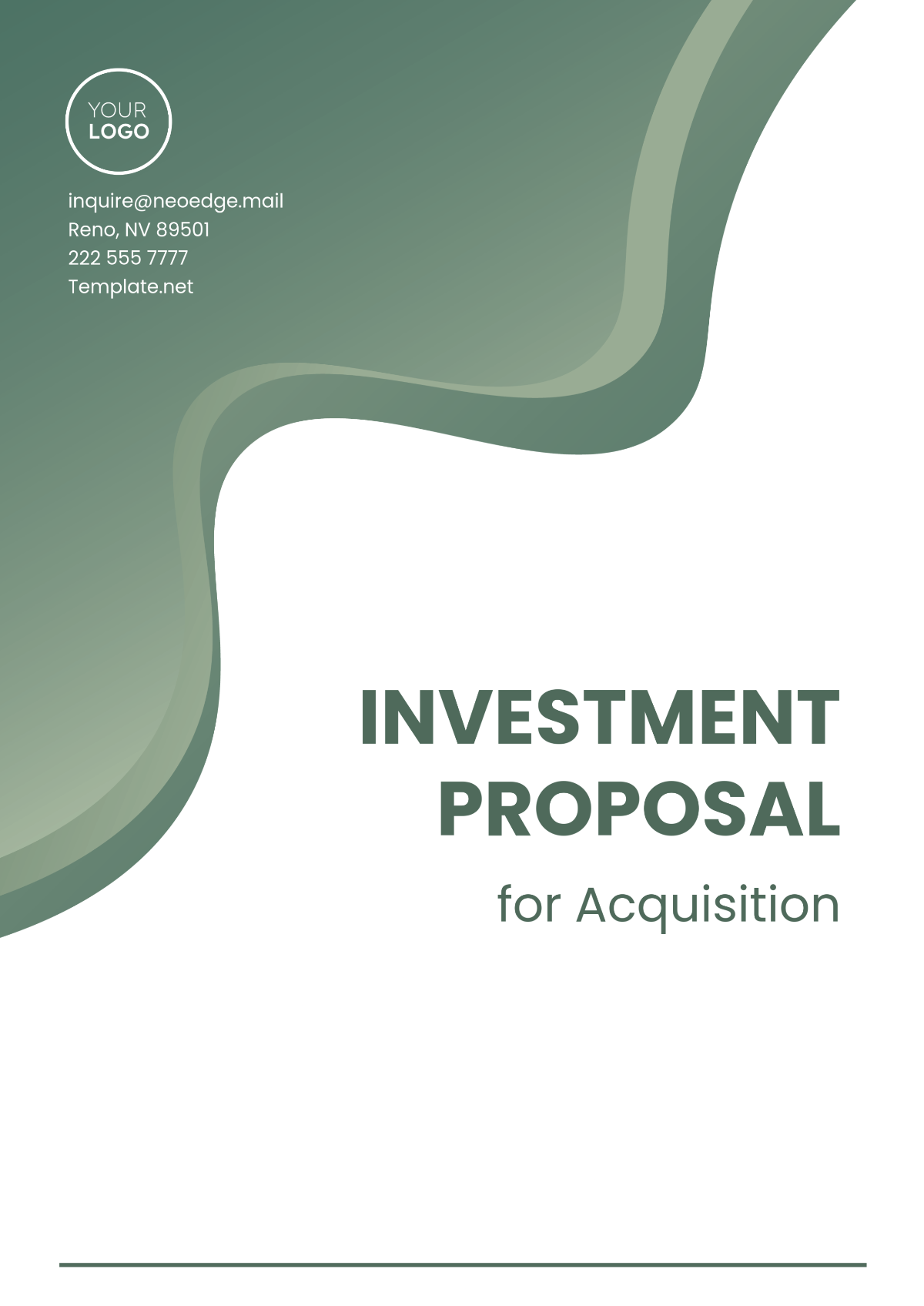 Investment Proposal for Acquisition Template - Edit Online & Download