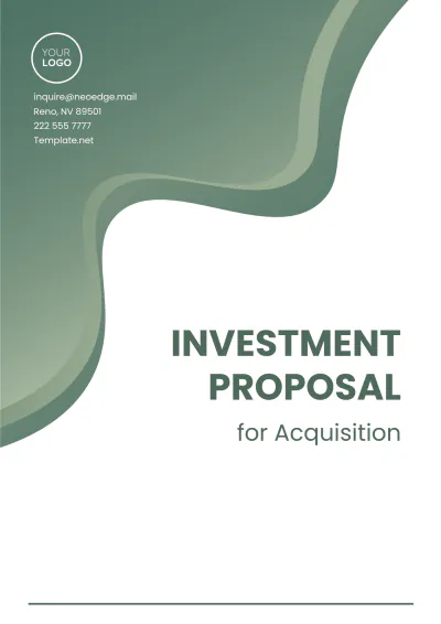 Free Investment Proposal for Acquisition Template to Edit Online