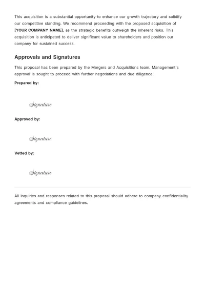 Free Investment Proposal for Acquisition Template to Edit Online