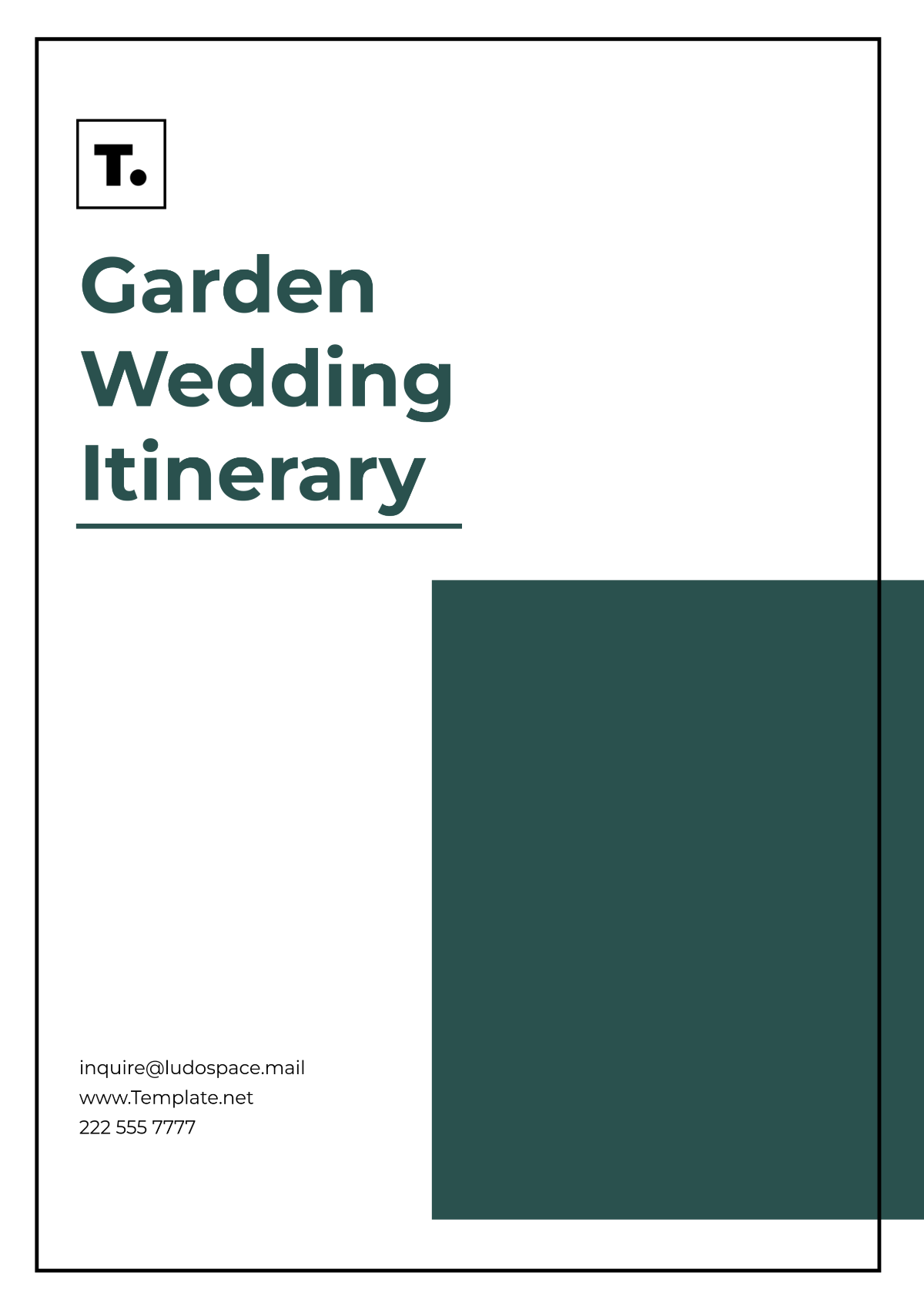 Garden Wedding Itinerary Printable Template - Edit Online & Download