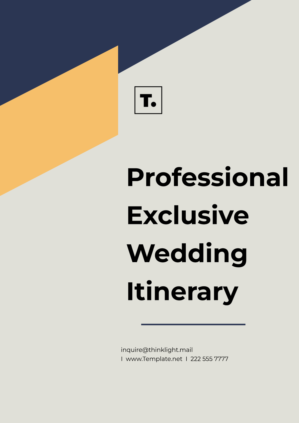 Professional Exclusive Wedding Itinerary Template - Edit Online & Download