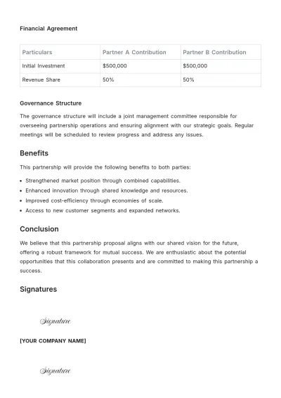 Free Proposal for Partnership Template to Edit Online