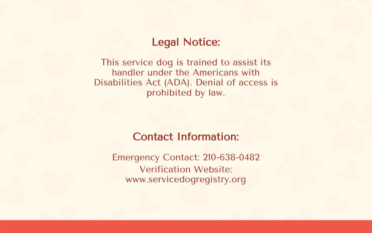 Free Service Dog ID Card with Barcode Template to Edit Online