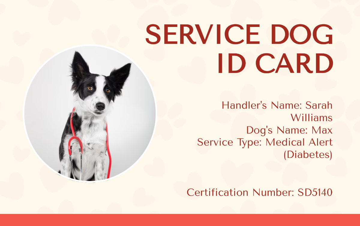 Service Dog ID Card with Barcode Template - Edit Online & Download