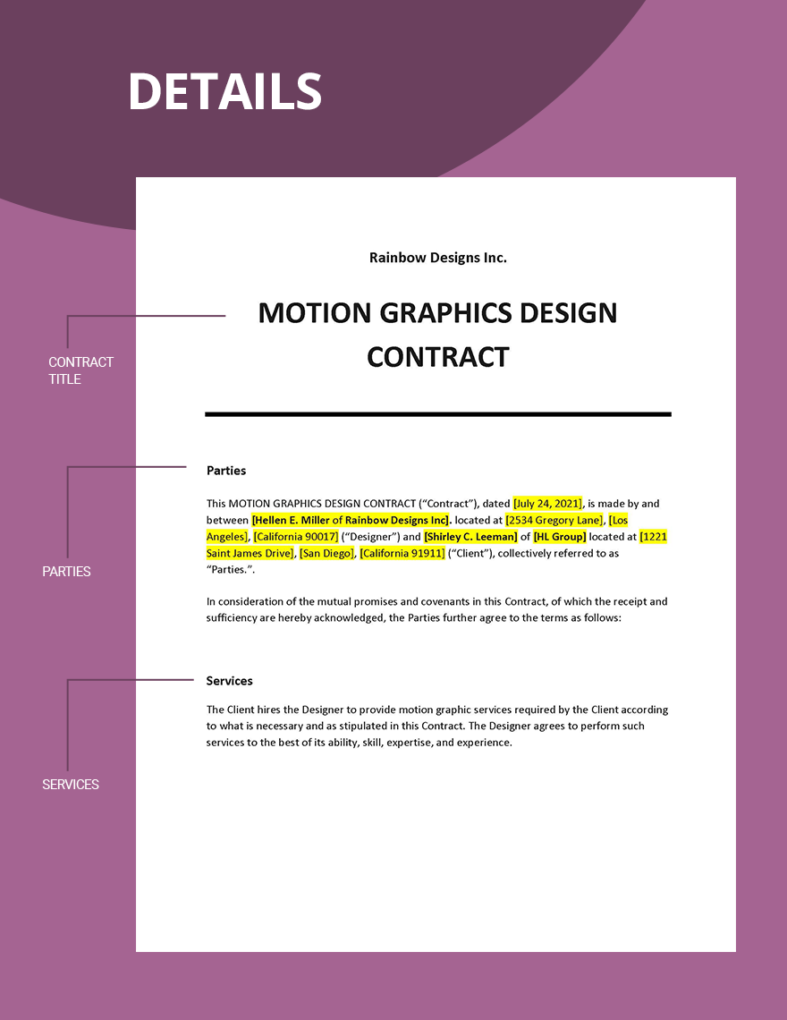 Motion Graphics Design Contract Template