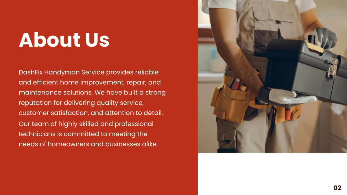 Free Handyman Service Presentation Template to Edit Online