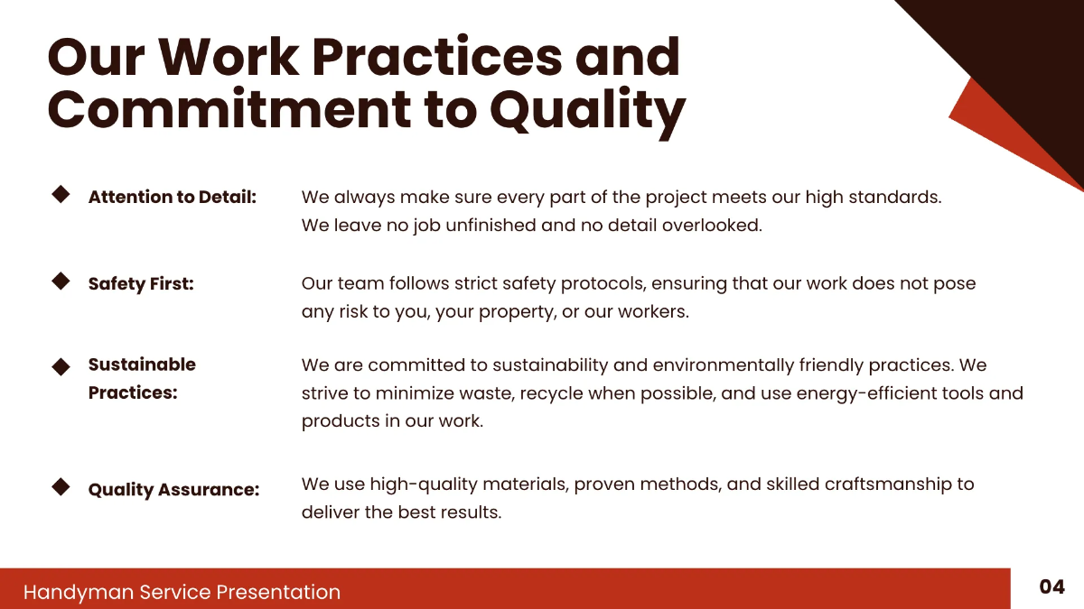 Free Handyman Service Presentation Template to Edit Online