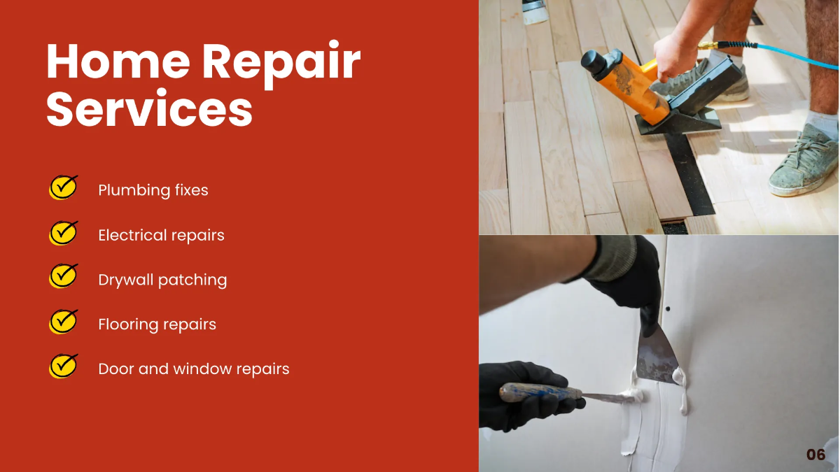 Free Handyman Service Presentation Template to Edit Online