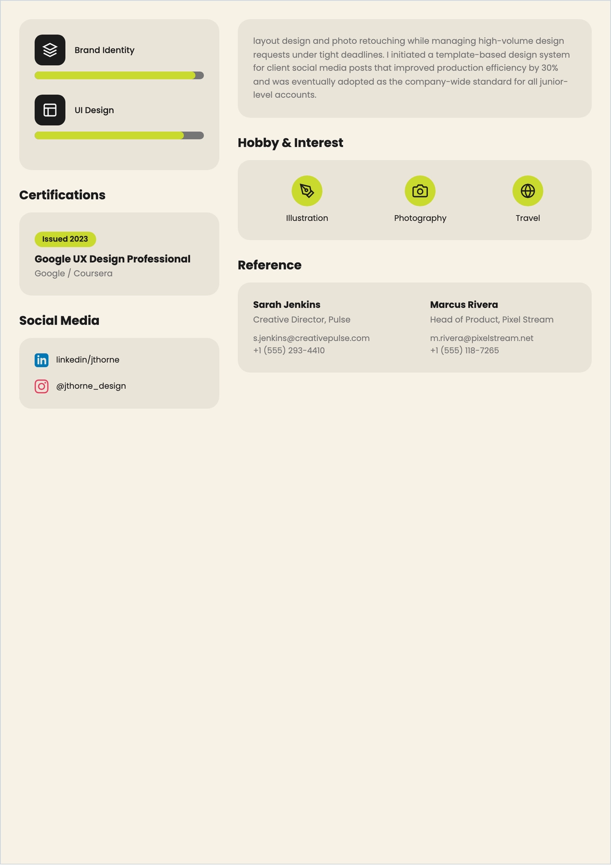 Free Designer ATS Resume Template, AI Resume Builder