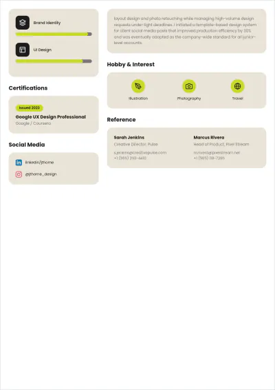 Free Designer ATS Resume Template, AI Resume Builder