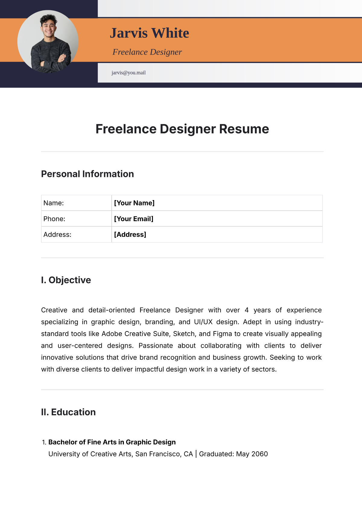 Freelance Designer Resume Template - Edit Online & Download