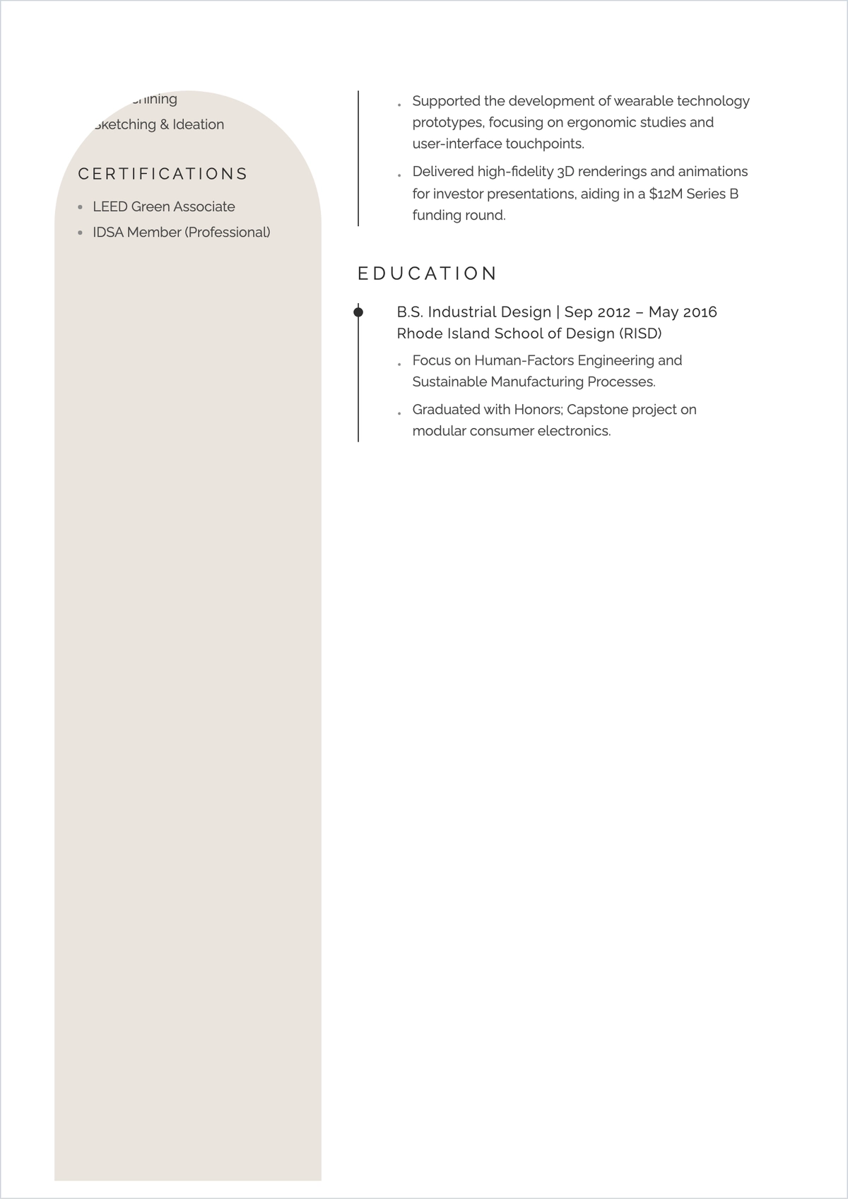 Free Industrial Simple Designer ATS Resume Template, AI Resume Builder