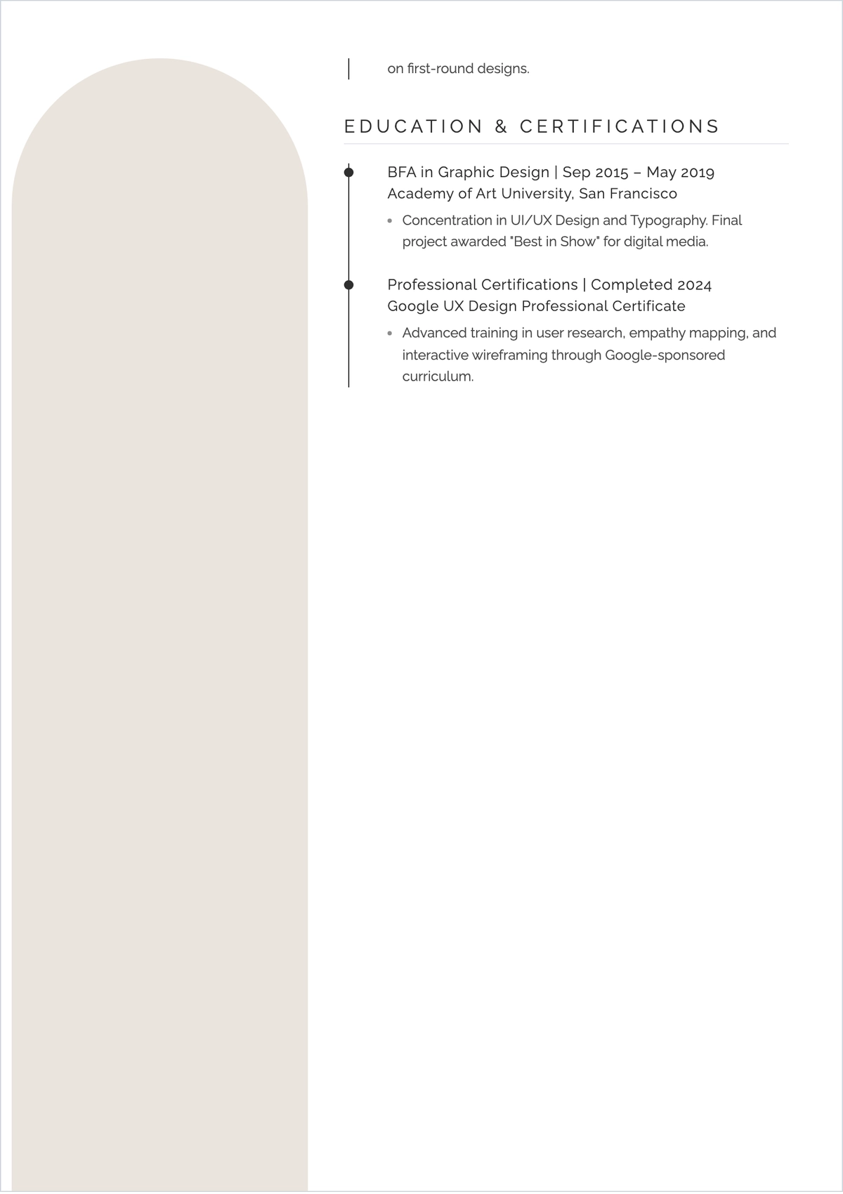 Free UI Designer ATS Resume Template, AI Resume Builder