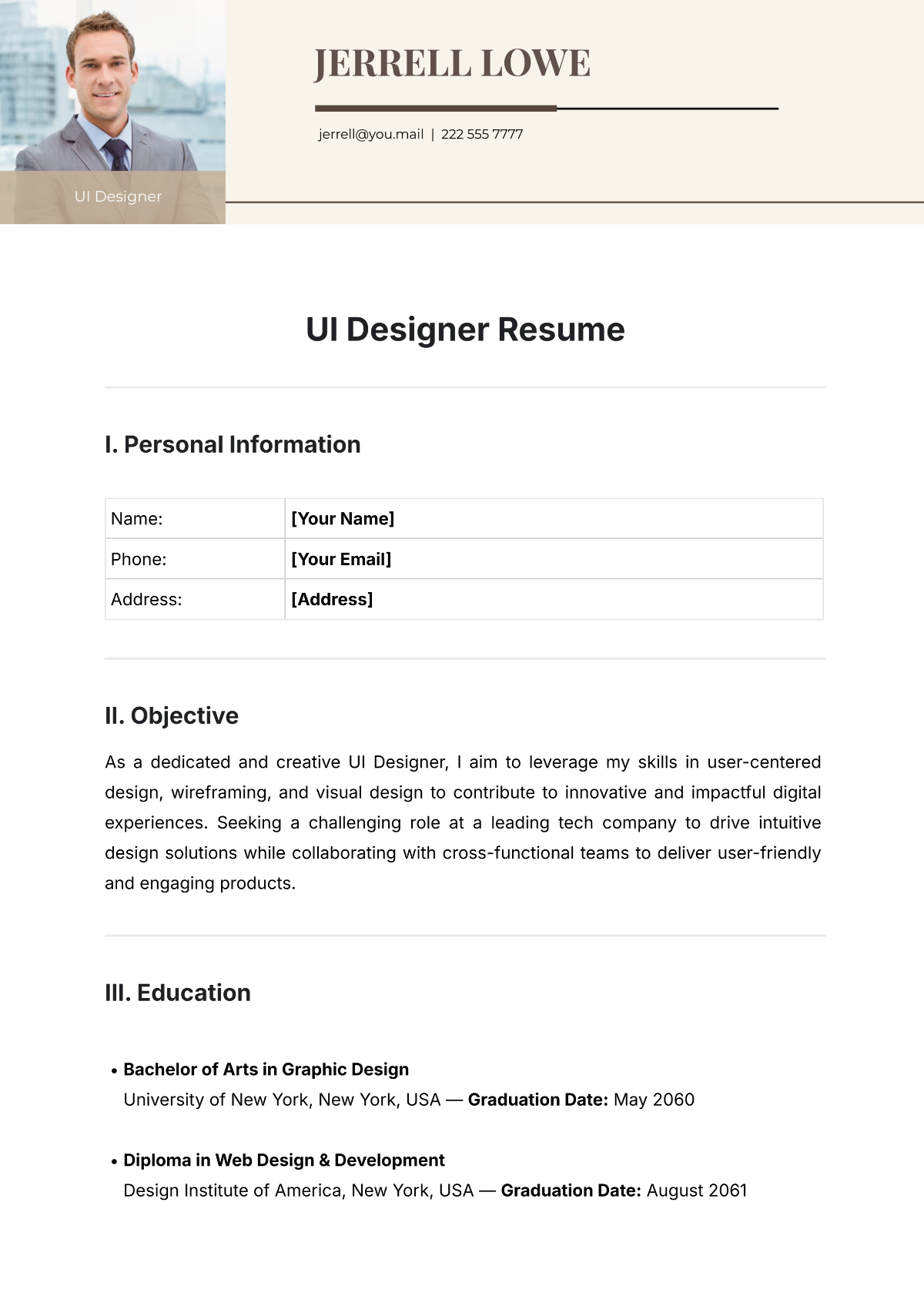 UI Designer Resume Template - Edit Online & Download