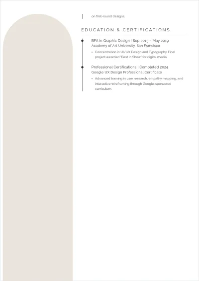 Free UI Designer ATS Resume Template, AI Resume Builder