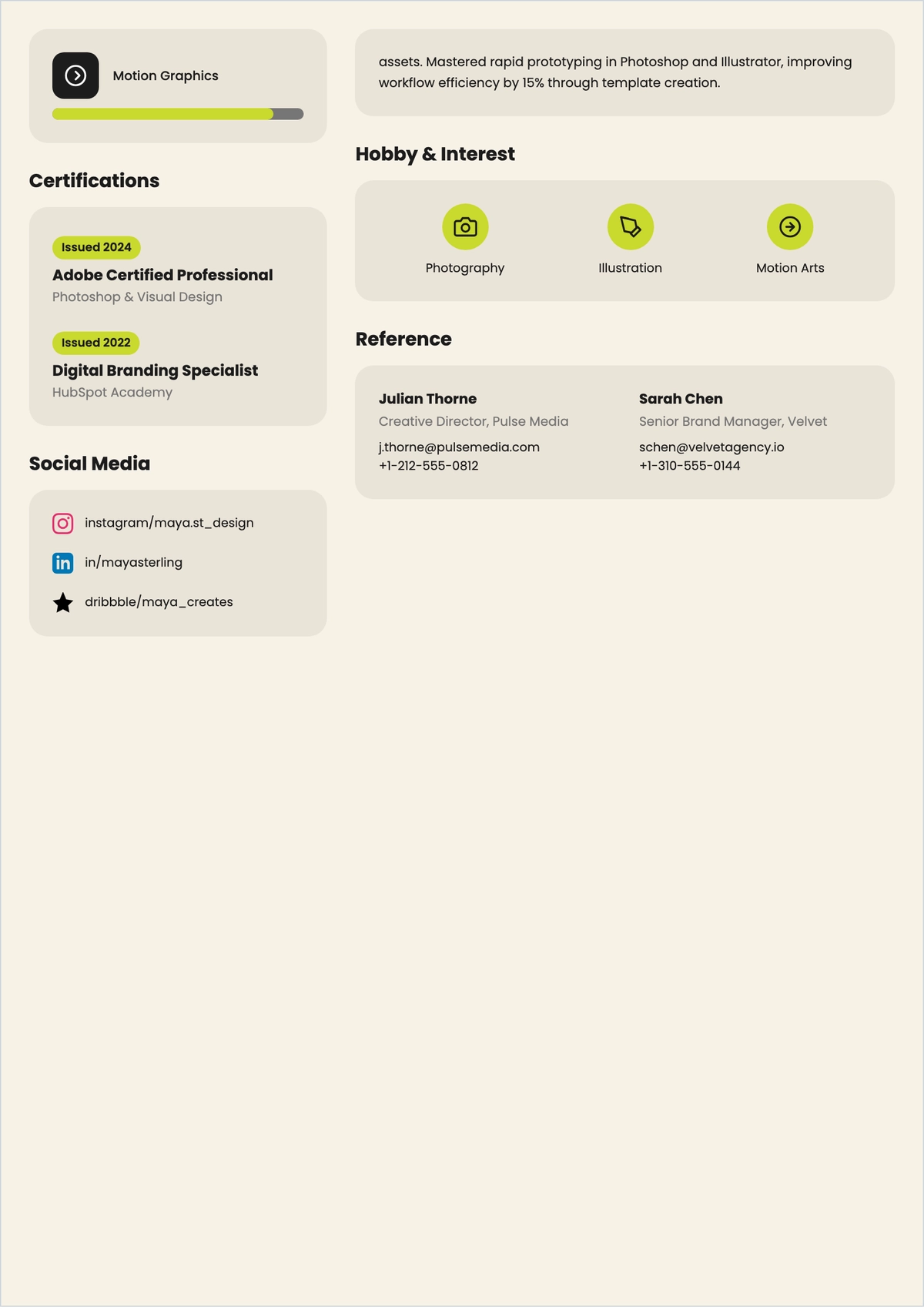 Free Social Media Designer ATS Resume Template, AI Resume Builder