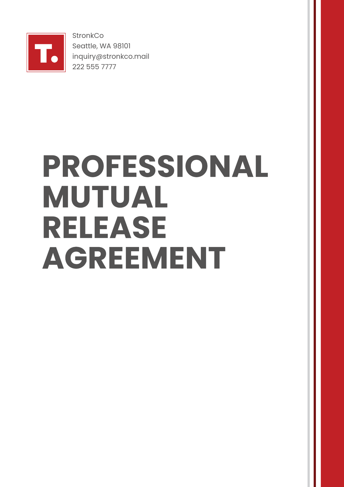 Professional Mutual Release Agreement Template - Edit Online & Download