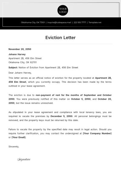 Free Eviction Letter Template to Edit Online
