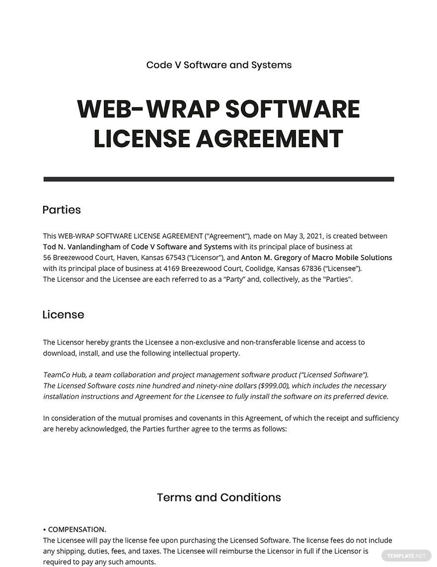 Software Agreements Templates Format Free Download Template net