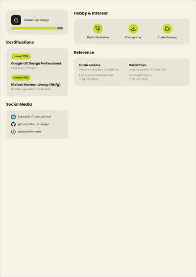 Free UX Designer ATS Resume Template, AI Resume Builder